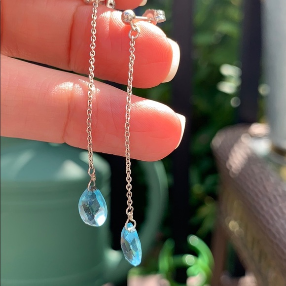 Blue stone drop earrings - Picture 3 of 3